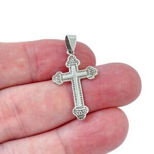 Vintage Sterling Silver 925 Hand Tooled Cross Pendant